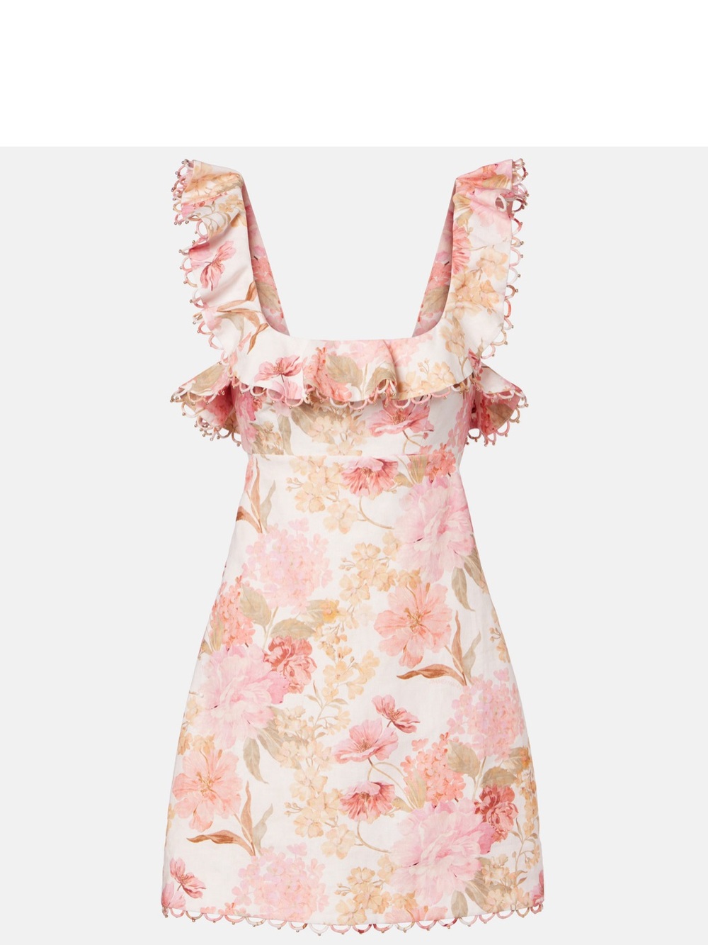 Zimmermann Como floral ruffled linen minidress NWOT  zimm size 0